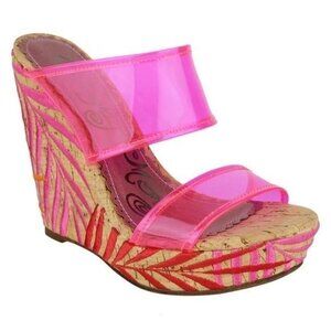 Naughty‎ Monkey Platform Wedges Sandals PINK Strap 💥NWT!🆕FAST😮‍💨⚡🚚